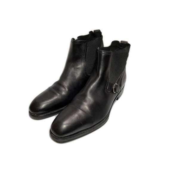 100% Authentic Salvatore Ferragamo Men's Black Leather Chelsea Boots US8 - Picture 2 of 10